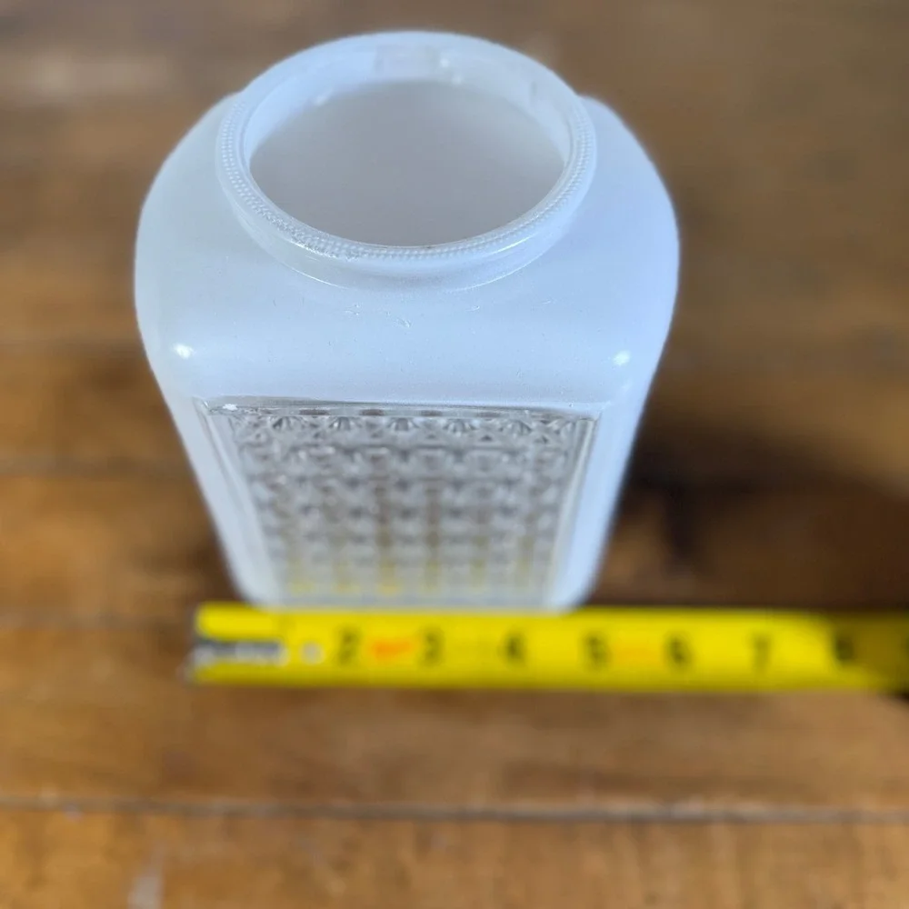 Vintage Light Globe Shade White Square Milk Glass Starburst Panel